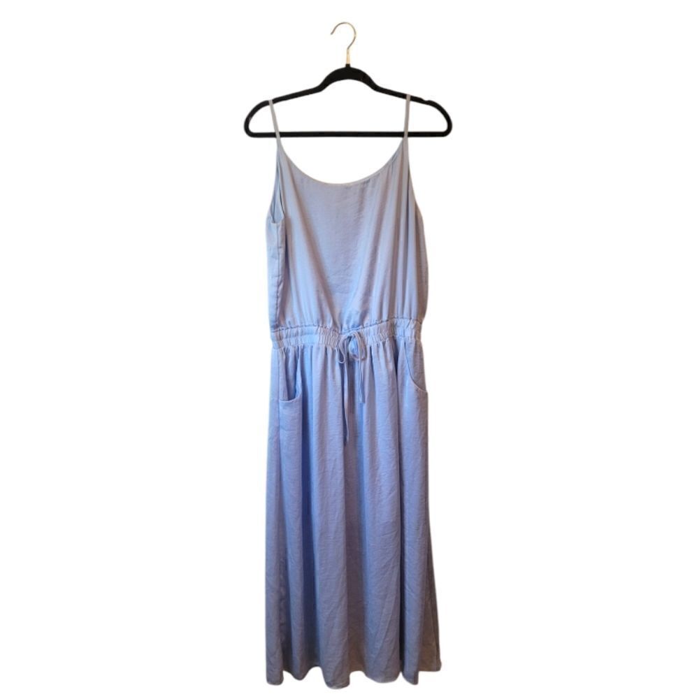 Molly Bracken Light Blue Satin Maxi Dress
